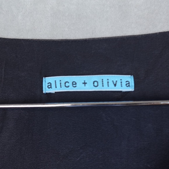 Alice + Olivia Blouse Top Womens XL Silk Black Cinch Waist Dolman Sleeves - Picture 2 of 7